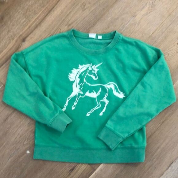 Gap Kids Green Unicorn Sweatshirt (L/10) - Picture 1 of 3